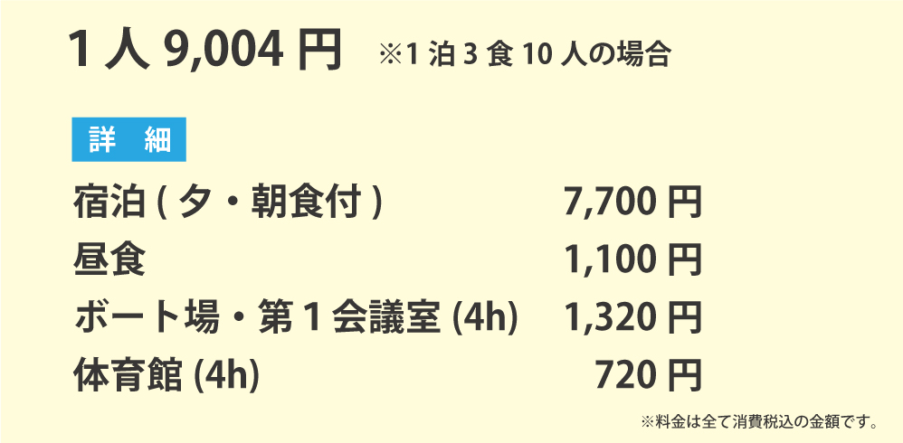 セミナー合宿料金プラン一例